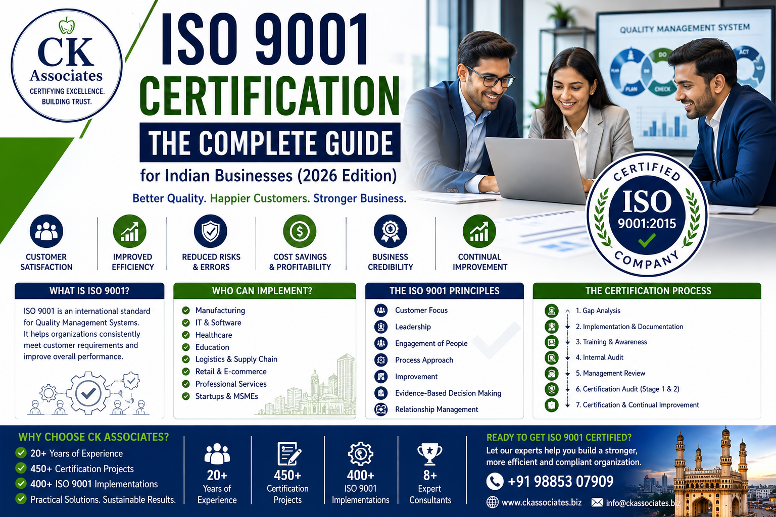 ISO 9001 Certification Consultant implementing Quality Management System for an Indian manufacturing company.